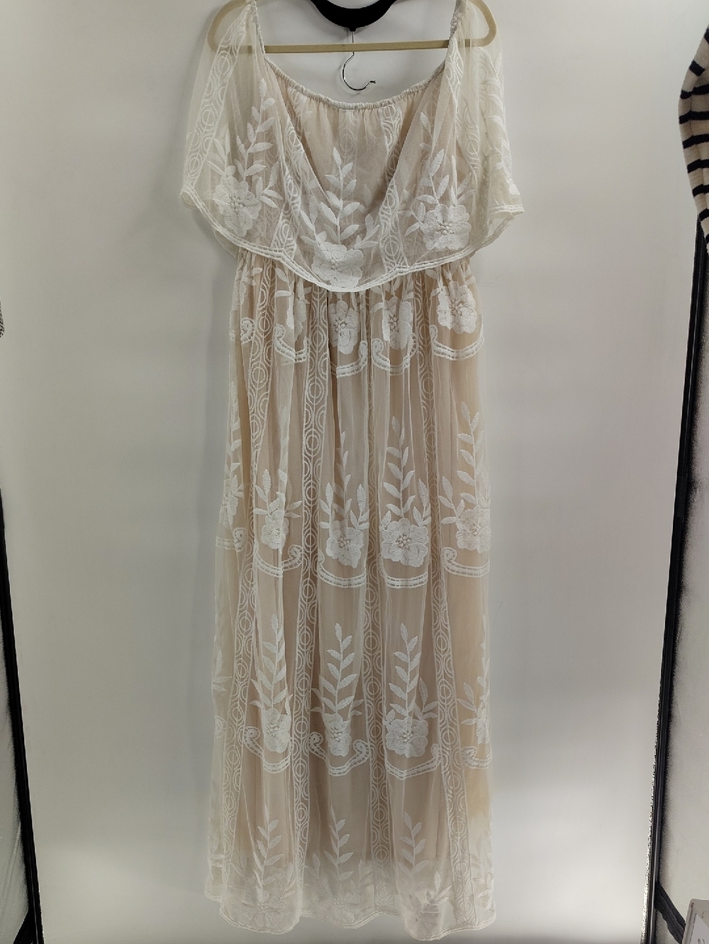 Baltic Born Leon White Lace Off-the-Shoulder Maxi Dress Size XXXL
